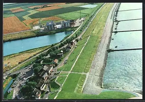 AK Nordstrand, Norderhafen vom Flugzeug aus gesehen