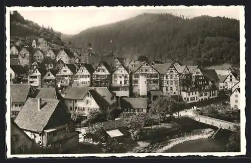 AK Schiltach im Schwarzwald, Giebelhäuser an der Kinzig