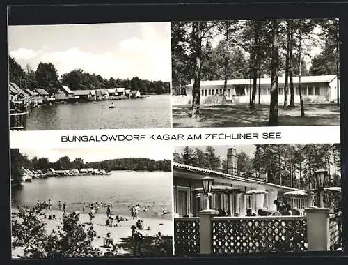 AK Kagar Kr. Neuruppin, Vier Ansichten vom Bungalowdorf am Zechliner See