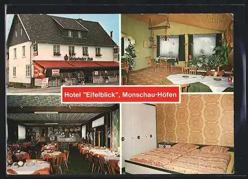 AK Monschau-Höfen, Hotel Eifelblick in vier Ansichten