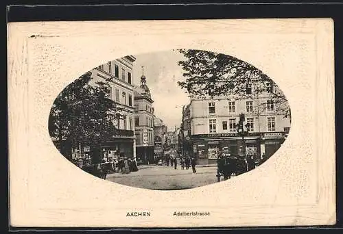 AK Aachen, Adalbertstrasse im Passepartout