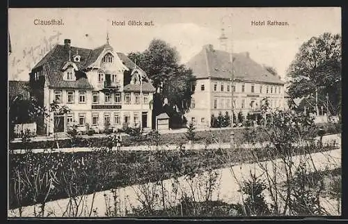 AK Clausthal, Hotel Glück auf und Hotel Rathaus