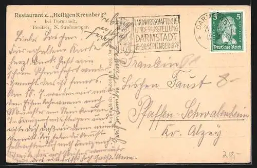 AK Darmstadt, Restaurant z. Heiligen Kreuzberg