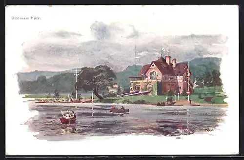 Künstler-AK Essen /Ruhr, Bootshaus Hügel