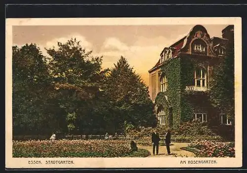 AK Essen, Stadtgarten, Partie am Rosengarten