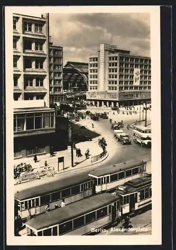 AK Berlin, Alexanderplatz, Strassenbahn