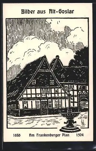 Künstler-AK Goslar, Strassenpartie am Frankenberger Plan