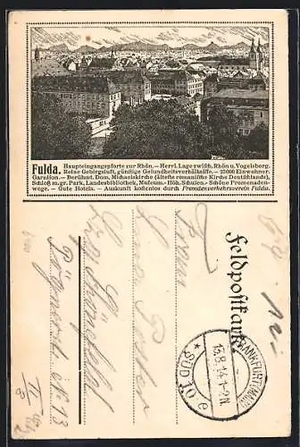 AK Fulda, Ortsansicht aus der Vogelschau