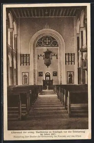AK Schiltach, Altarwand der evang. Stadtkirche vor der Erneuerung im Jahre 1927