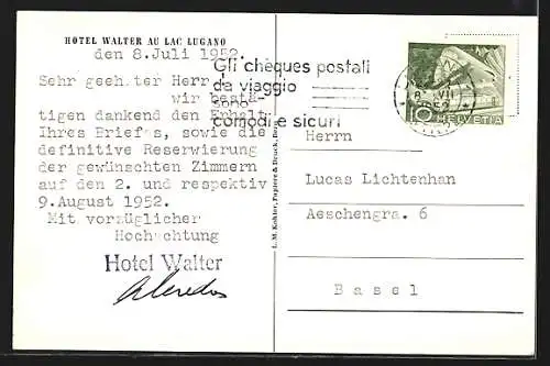 AK Lugano, Hotel Walter au Lac Lugano