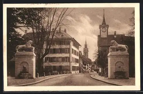 AK Zofingen, Denkmal der Zofingia vor dem unteren Stadteingang