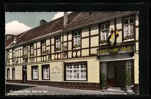 AK Blankenheim /Eifel, Hotel zur Post mit Fahnenschmuck