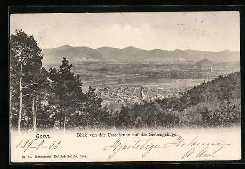 AK Bonn, Blick von der Casselsruhe auf das Siebengebirge