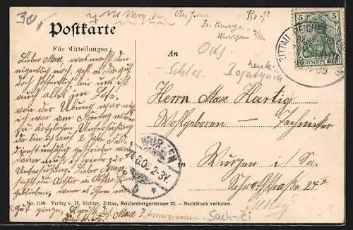 AK Reichenau, Ortsansicht mit Evangel. Kirchschule