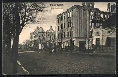 AK Stallupönen, Häuserruinen in der Goldaperstrasse