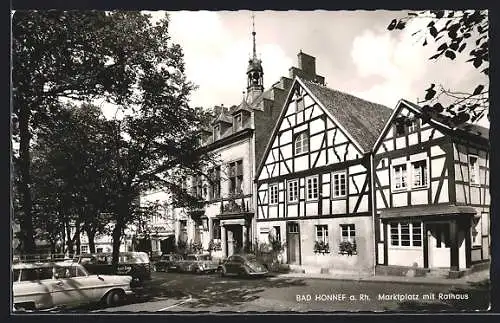 AK Bad Honnef a. Rh., Marktplatz mit Rathaus