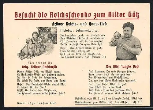 AK Kröv /Mosel, Reklamekarte der Reichsschenke zum Ritter Götz