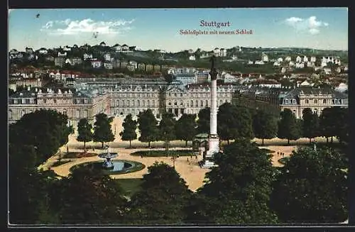 AK Stuttgart, Schlossplatz mit neuem Schloss