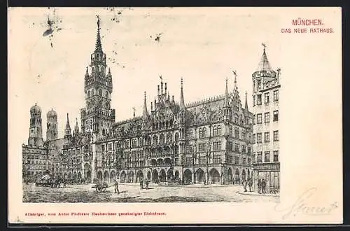 Künstler-AK München, Das Neue Rathaus