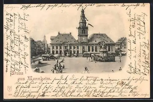 AK Mannheim, Rathaus und Denkmal