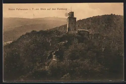 AK Falkenstein (Taunus), Ruine Falkenstein mit Blick auf den Feldberg