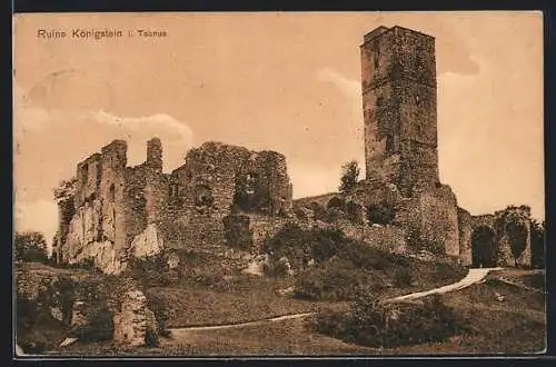 AK Königstein i. Taunus, Blick zur Ruine Königstein