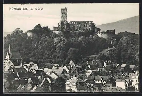 AK Königstein im Taunus, Ortsansicht mit Ruine