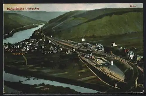 AK Bullay, Ortsansicht mit Mosel