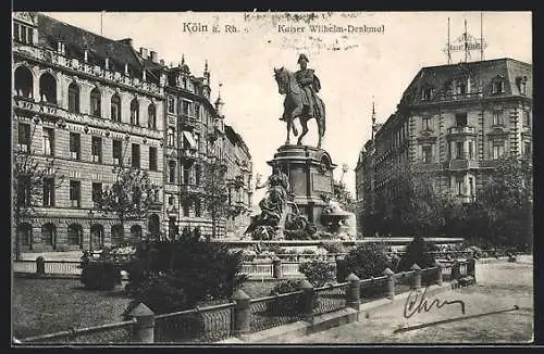 AK Köln-Neustadt, Kaiser-Wilhelm-Denkmal am Hotel Kaiser Wilhelm