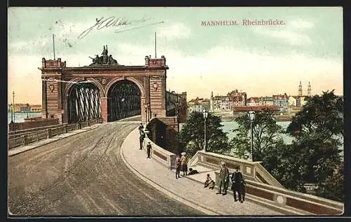 AK Mannheim, Blick zur Rheinbrücke