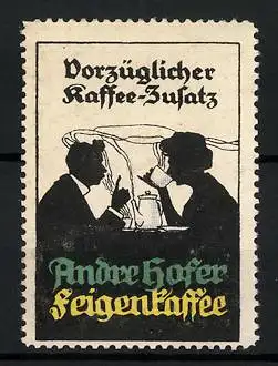 Reklamemarke Andre Hofer - Feigenkaffee, vorzüglicher Kaffee-Zusatz, Paar am Kaffeetisch