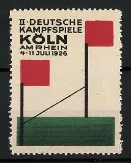 Reklamemarke Köln, II. Deutsche Kampfspiele 1926, Flaggen mit Hochsprungstab
