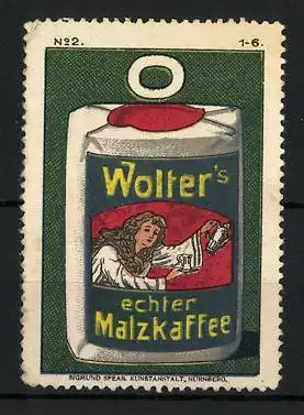 Reklamemarke Wolter's echter Malzkaffee, Packung Kaffee