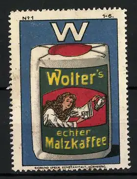 Reklamemarke Wolter's echter Malzkaffee, Packung Kaffee