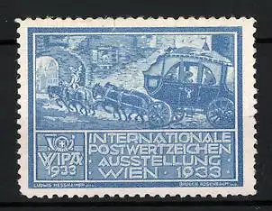 Reklamemarke Wien, Internationale Postwertzeichen-Ausstellung WIPA 1933, Postkutsche