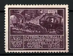 Reklamemarke Wien, Internationale Postwertzeichen-Ausstellung WIPA 1933, Postkutsche