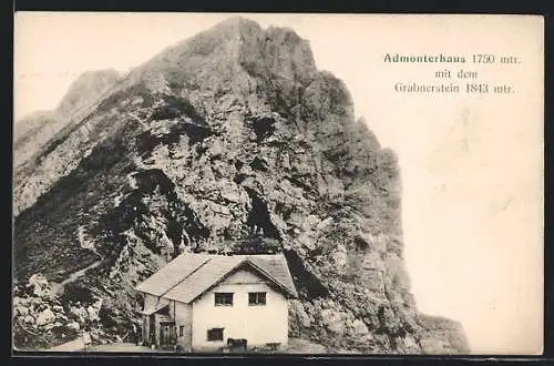 AK Admonterhaus, Gesamtansicht mit dem Grabnerstein