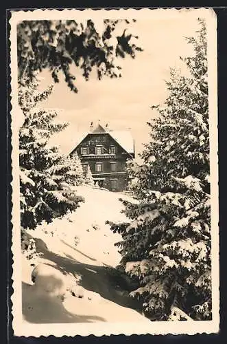 AK Stubenberghaus am Schöckel im Schnee