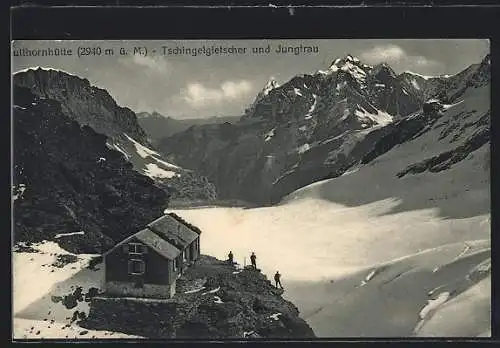 AK Mutthornhütte mit Tschingelgletscher und Jungfrau