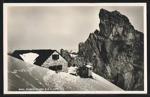 AK Schweizer Alpenpass Hohtürli mit Hohtürli-Berghütte