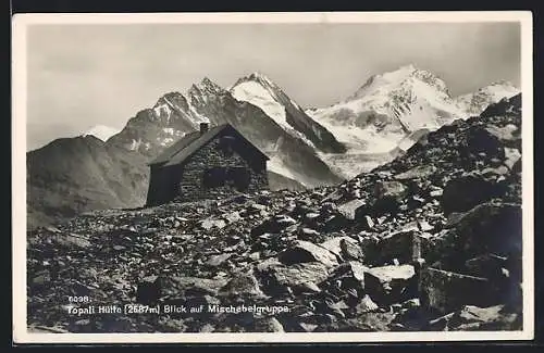 AK Topali-Berghütte mit Blick auf Mischabelgruppe