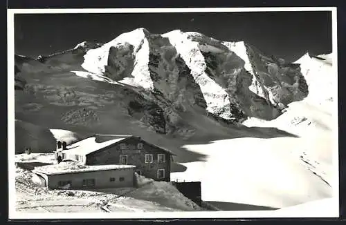 AK Diavolezza-Berghütte, Engadin mit Piz Palü