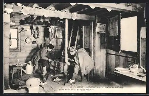 AK Intèrieur de la cabane d`Orny, Inneres der Berghütte