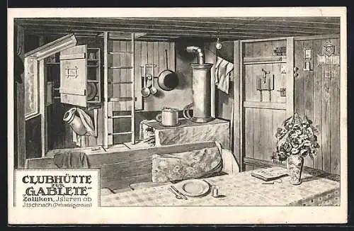 AK Zollikon, Clubhütte Gablete, Innenansicht