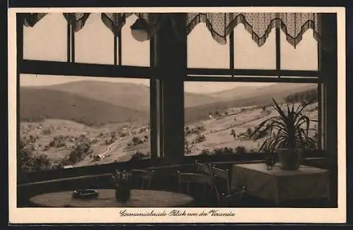 AK Bad Flinsberg i. Isergebirge, Germaniabaude mit Blick von der Veranda