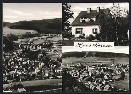 AK Willingen /Sauerland, Hotel-Pension Haus Draser, Auf dem Gehren, Ortsansicht aus der Vogelschau