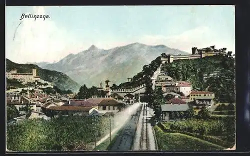 AK Bellinzona, Ortsansicht aus der Vogelschau