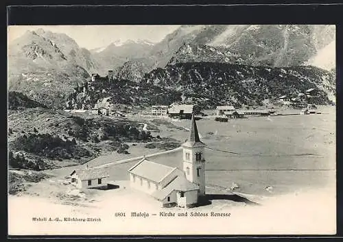 AK Maloja, Kirche mit Schloss Renesse