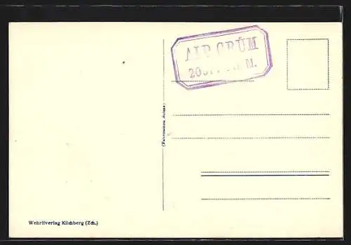 AK Alp Grüm, Restaurant Belvédère vor prächtigem Bergpanorama