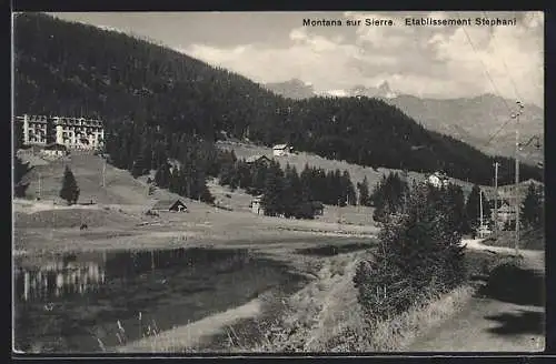 AK Montana sur Sierre, Ortspartie mit Etablissement Stephani